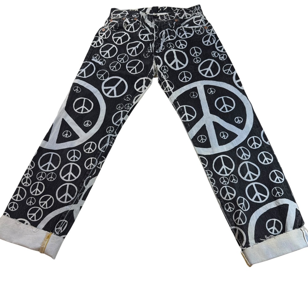 Levi's 501 Peace Print Jeans – W25‎ Black/White Japan Import 19621-0006 (Rare)
